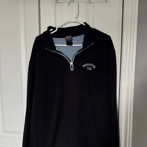 Vintage Roots Black and Blue Quarter-Zip Sweater